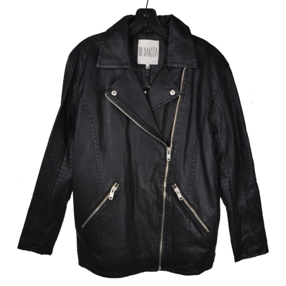 BB DAKOTA VEGAN LEATHER JACKET MOTO MOTORCYCLE